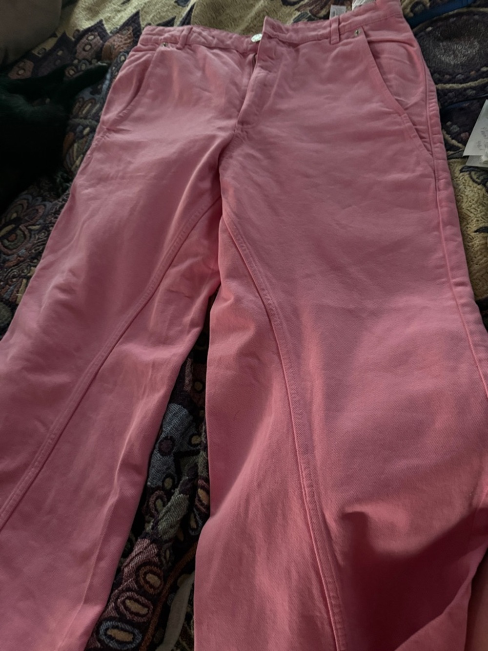 Zara Pink Super High Rise Flare Jeans Size 10